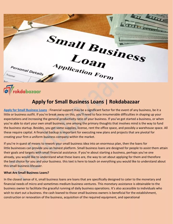 apply for small business loans rokdabazaar