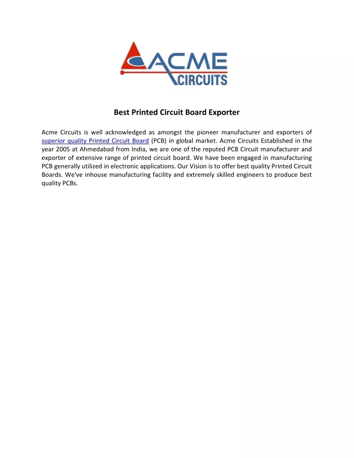 best printed circuit board exporter