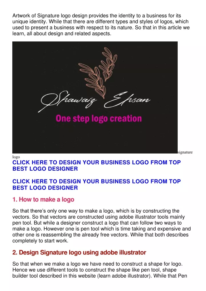 artwork of signature logo design provides
