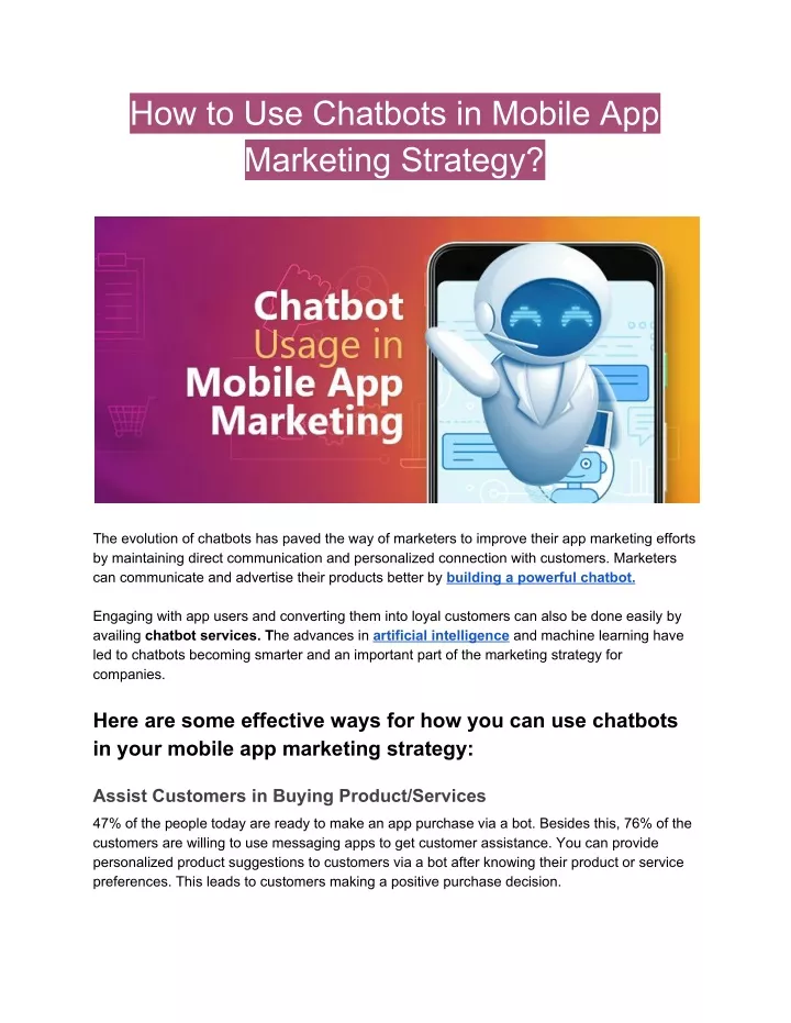how to use chatbots in mobile app marketing