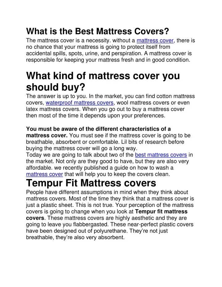 what is the best mattress covers the mattress