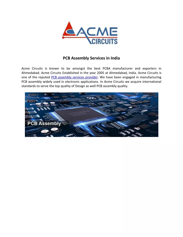 pcb assembly services in india