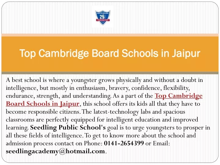 top cambridge board schools in jaipur