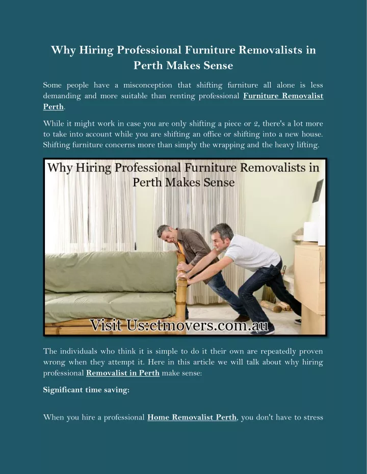 why hiring professional furniture removalists