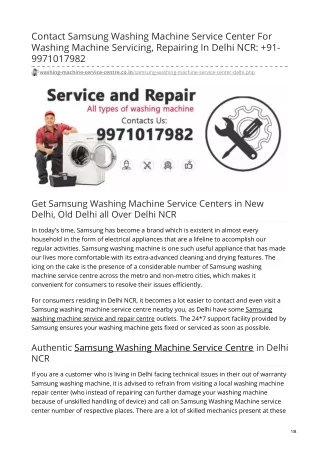 Samsung Washing Machine Repair Service in Delhi