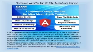 7 ingenious ways you can do after mean stack training