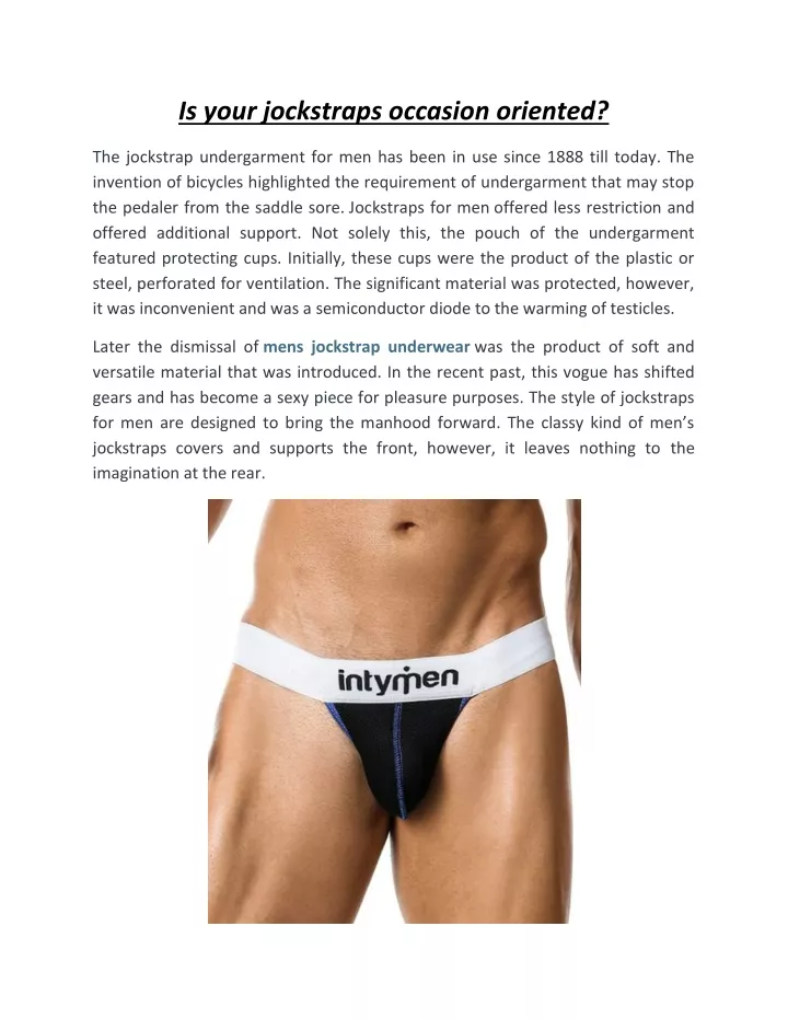 is your jockstraps occasion oriented