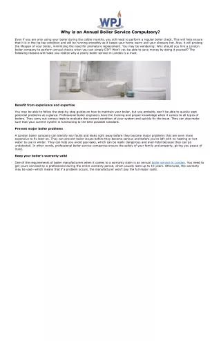 why is an annual boiler service compulsory