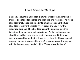 Industrial Shredder|Smart Shredder|Wood Shredder