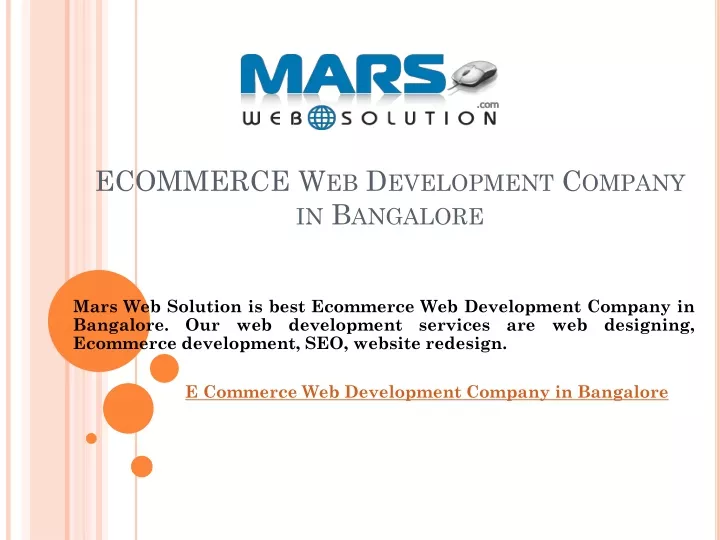 ecommerce web development company in bangalore
