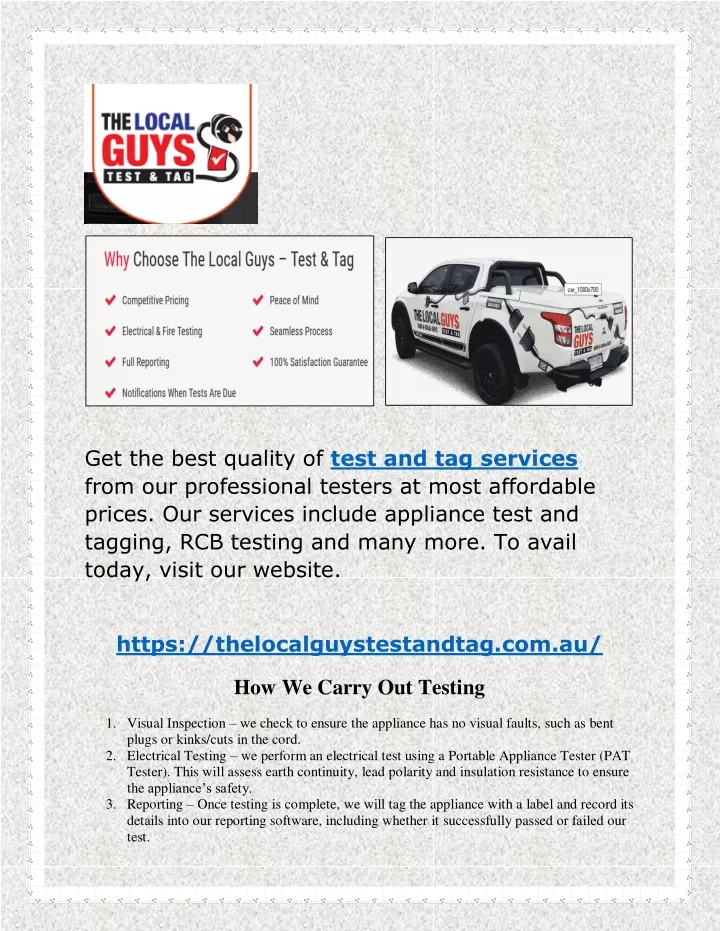 get the best quality of test and tag services