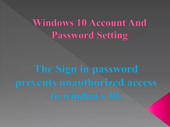windows 10 account and password setting