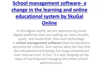school management software a change in the learning and online educational system by skugal online