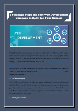 6 Strategic Steps the Best Web Development Company in Delhi for Your Success