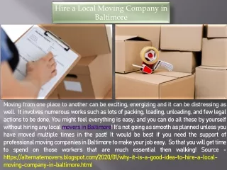 Moving Companies in Baltimore - Alternate Movers