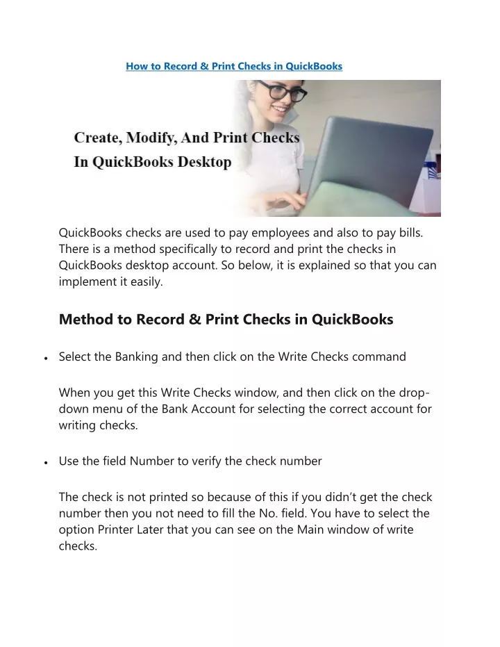 how to record print checks in quickbooks