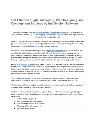 Get Effective Digital Marketing, Web Designing and Development Services by Intellivision Software