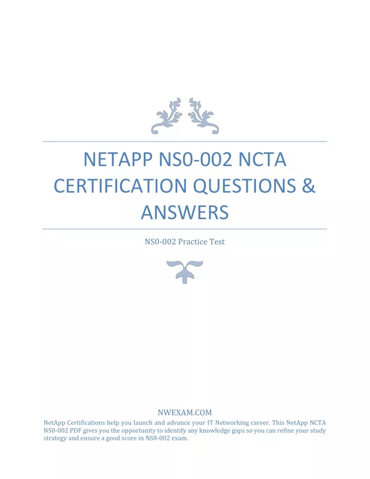 netapp ns0 002 ncta certification questions