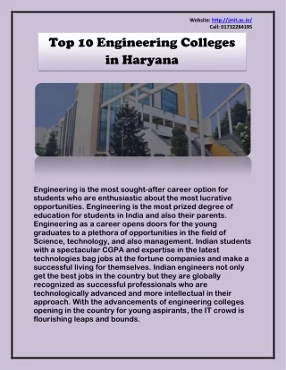 Searching the Top 10 Engineering Colleges in Haryana