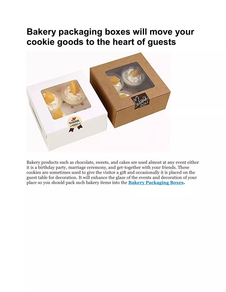 bakery packaging boxes will move your cookie