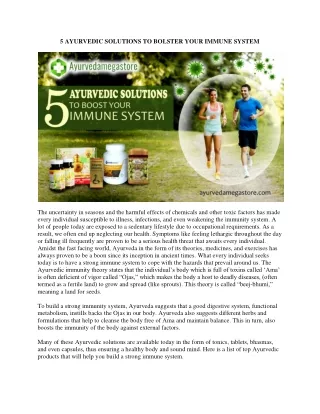 AYURVEDIC SOLUTIONS TO BOLSTER YOUR IMMUNE SYSTEM