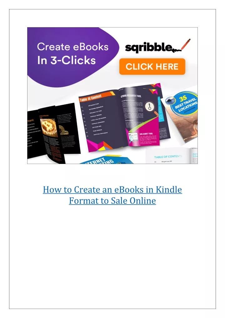 how to create an ebooks in kindle format to sale