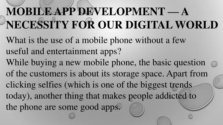 mobile app development a necessity