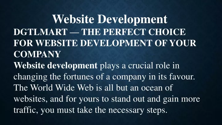website development dgtlmart the perfect choice