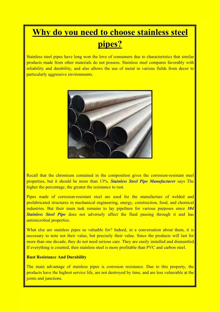 why do you need to choose stainless steel pipes
