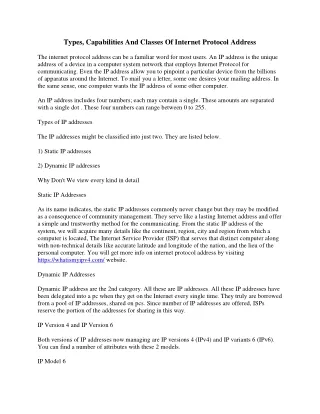 types capabilities and classes of internet