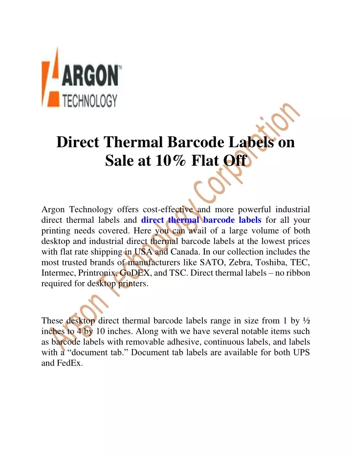 direct thermal barcode labels on sale at 10 flat