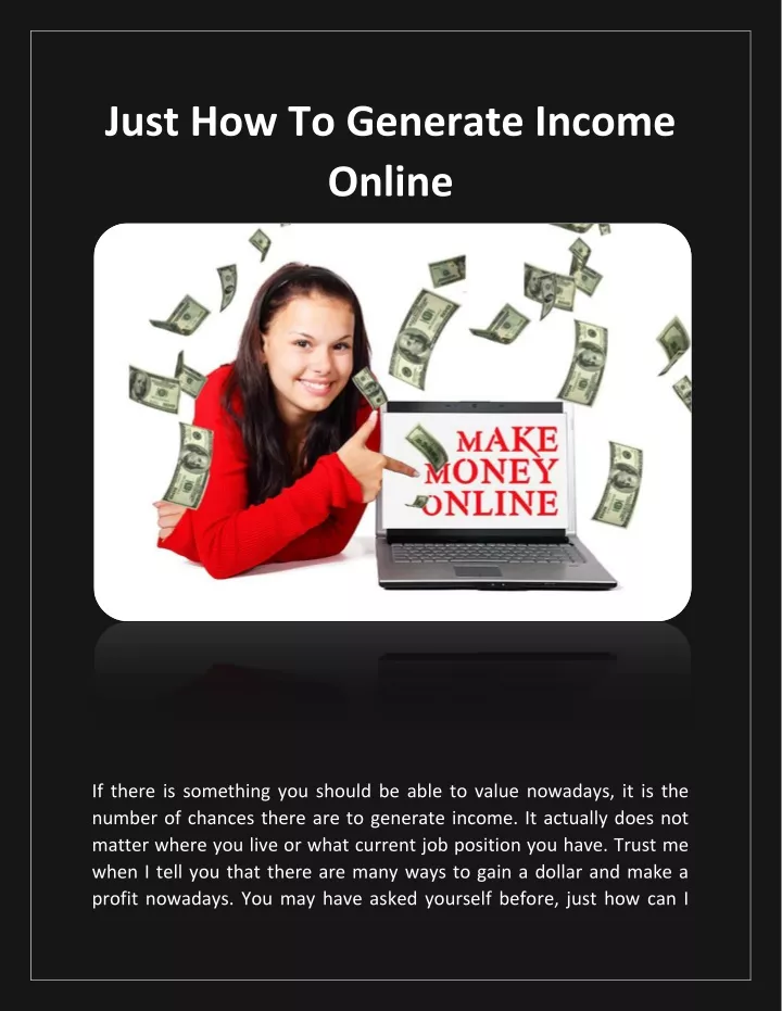 just how to generate income online