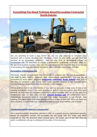 Everything You Need To Know About Excavation Contractor South Dakota