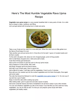 here s the most humble vegetable rava upma recipe
