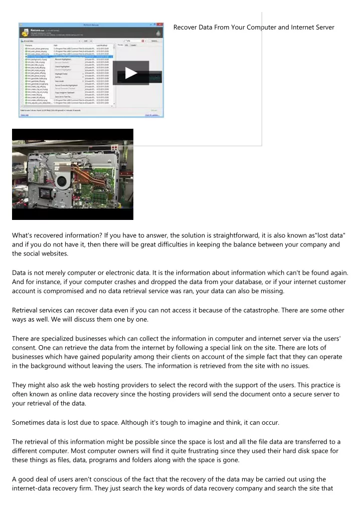 recover data from your computer and internet