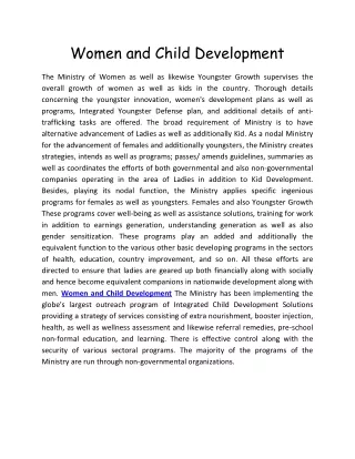 women and child development