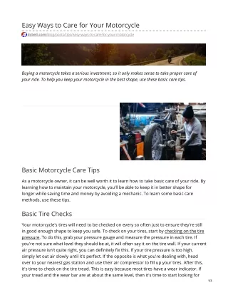 easy ways to care for your motorcycle