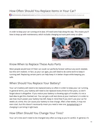 how often should you replace items in your car