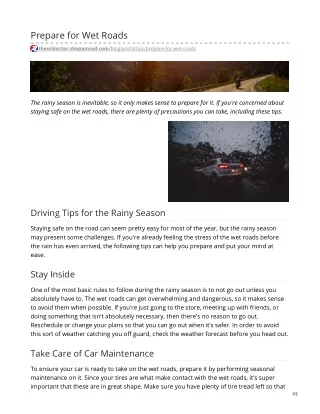 prepare for wet roads
