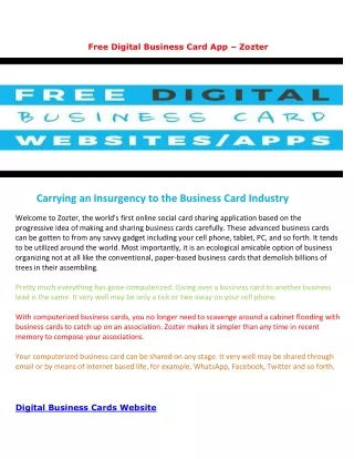 Free Digital Business Card App and Create Digital Business Card