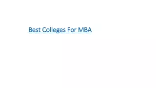 best colleges for mba