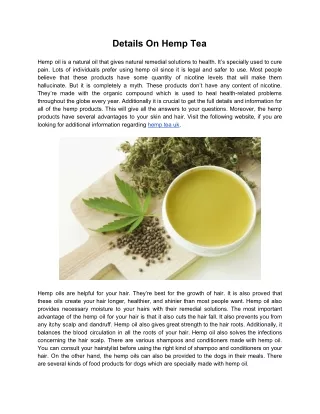 Details On Hemp Tea