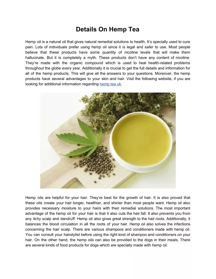 details on hemp tea