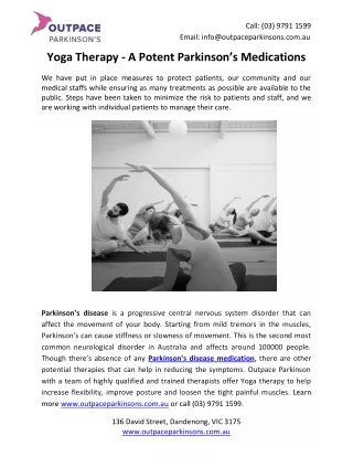 Yoga Therapy - A Potent Parkinson’s Medications