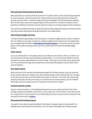 pick up the best printing company for business