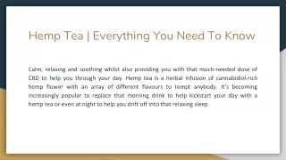Hemp Tea | Everything You Need To Know