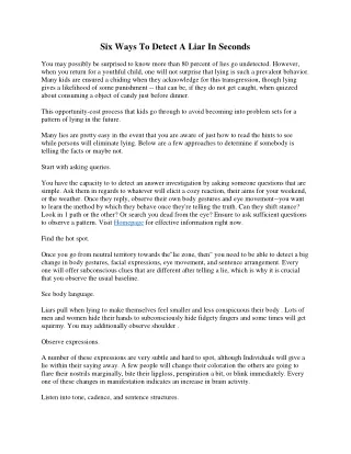 six ways to detect a liar in seconds