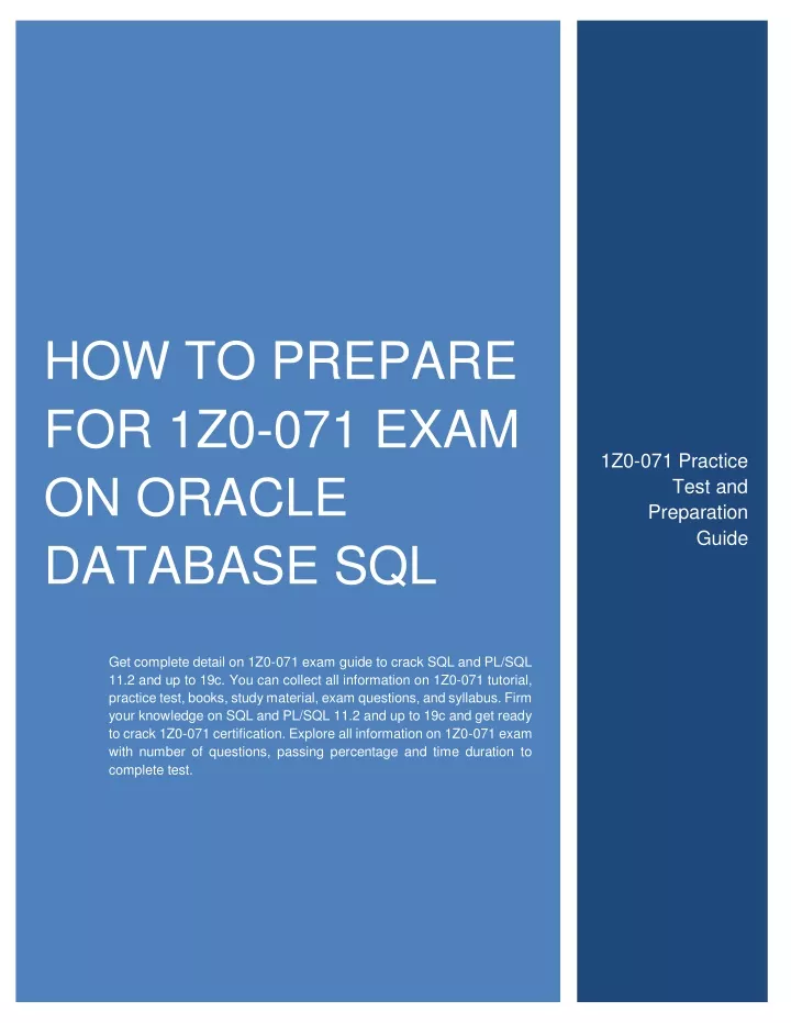 how to prepare for 1z0 071 exam on oracle
