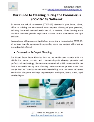 Our Guide to Cleaning During the Coronavirus (COVID-19) Outbreak