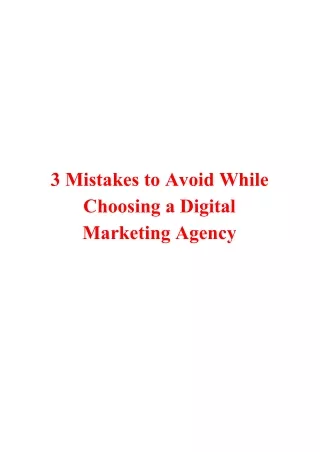 3 Mistakes to Avoid While Choosing a Digital Marketing Agency